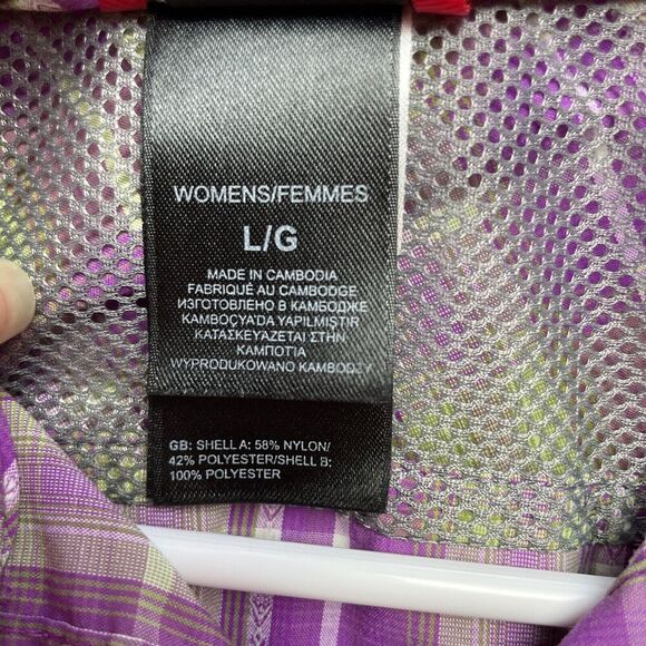 The North Face Boulder Penelope Shirt Top Womens L Purple Green Plaid Vented - Picture 5 of 14